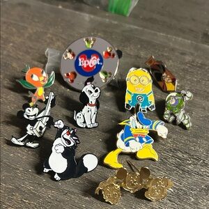 10 Disney Pins - Collectable Trade Vintage Stamped‎ Signed Disney Parks